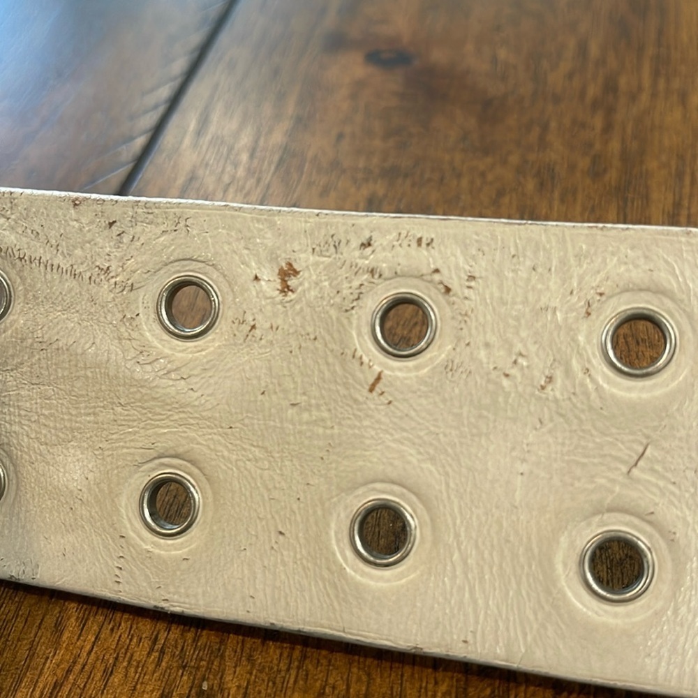 Fox Racing Cream Tan Moto Genuine Leather Belt 40/42 Engraved Metallic Buckle - Picture 11 of 17